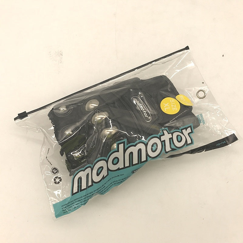 Madmotor Black Armour Motorcycle Fingerless Gloves Size XL NEW