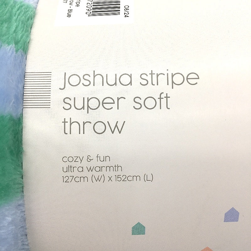 Target Super Soft Joshua Blue Stripe Coral Fleece Throw 127 x 152cm NEW