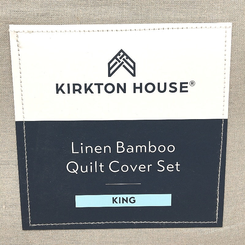 Kirkton House Linen Bamboo Quilt Cover Set Silver Cloud Light Grey KING NEW
