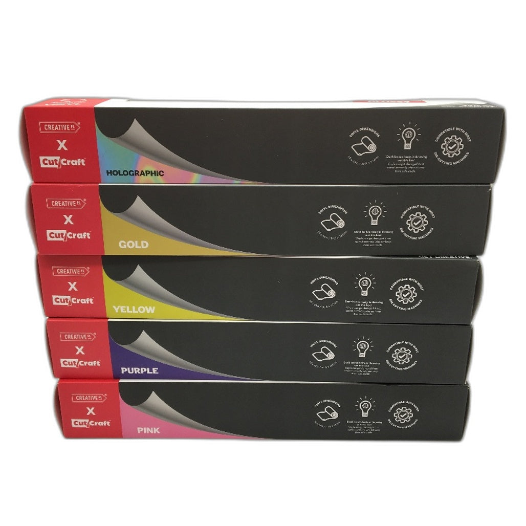 Cut Craft 5 Pack Various Colours Permanent Vinyl Wraps 30.5 x 122cm NEW