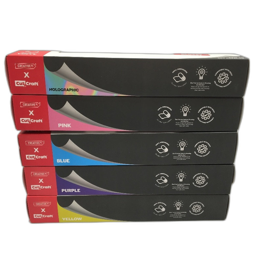 Cut Craft 5 Pack Mixed Colours Permanent Vinyl Wraps 30.5 x 122cm NEW