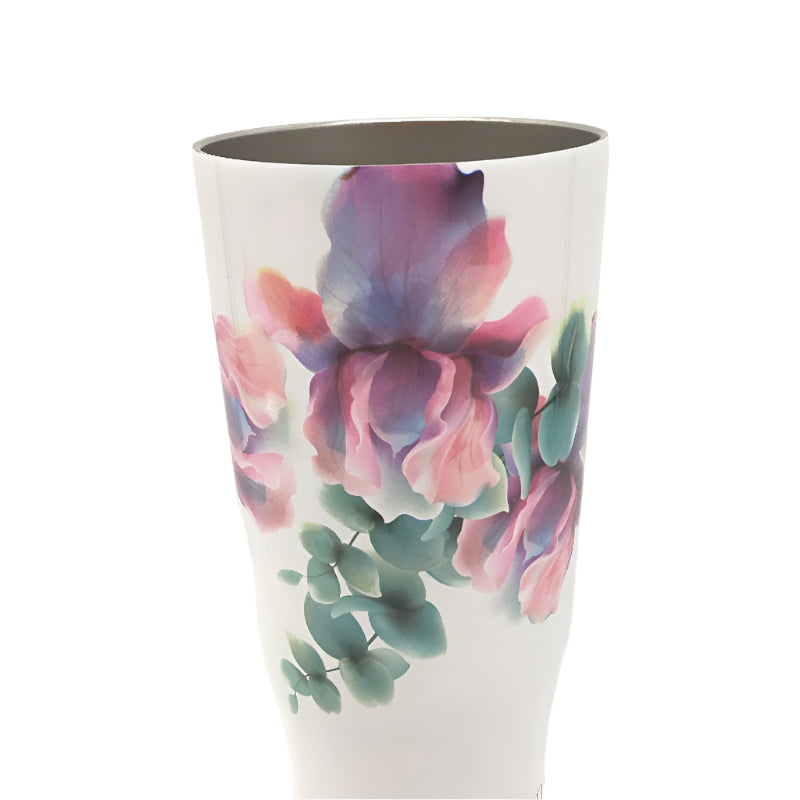 Thily 1180ml Stainless Steel Pink Lillies Handle/Straw Travel Mug NEW