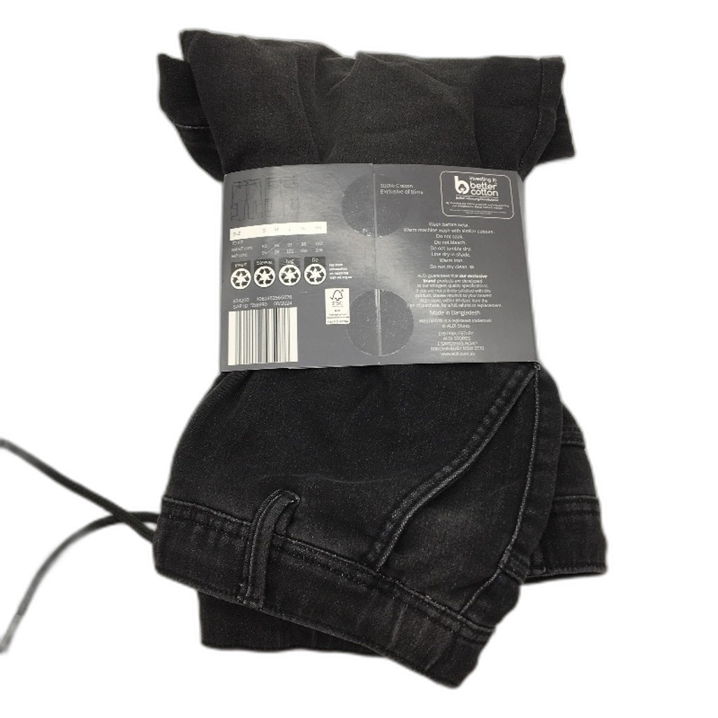 Wetsbay 100% Cotton Black Denim Cargo Shorts Mens Size L NEW