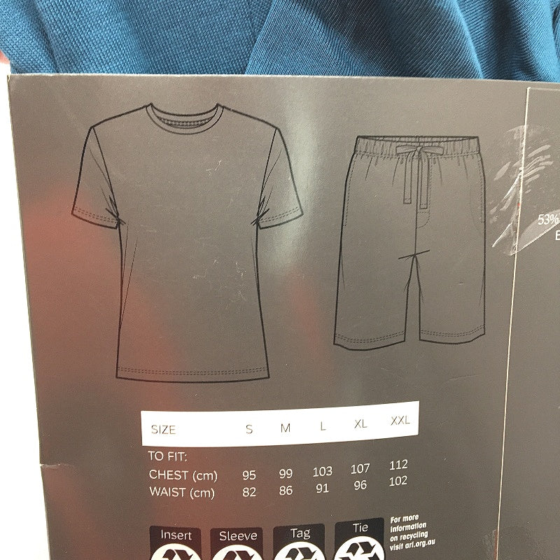 Westbay Blue & Black Short sleeve Cotton PJ Set Mens Size L NEW