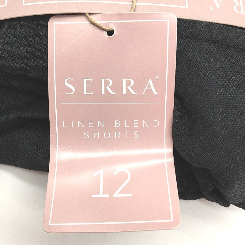 Serra Womens Black Linen Blend Elastic Waist Shorts Ladies Size 12 NEW