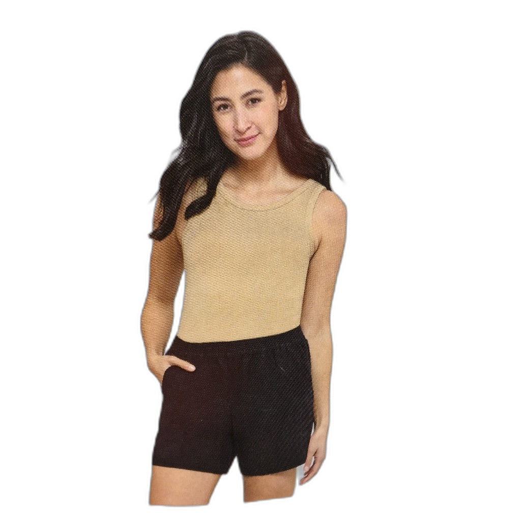 Serra Womens Black Linen Blend Elastic Waist Shorts Ladies Size 12 NEW