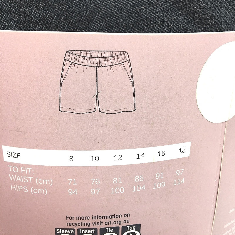 Serra Womens Black Linen Blend Elastic Waist Shorts Ladies Size 12 NEW