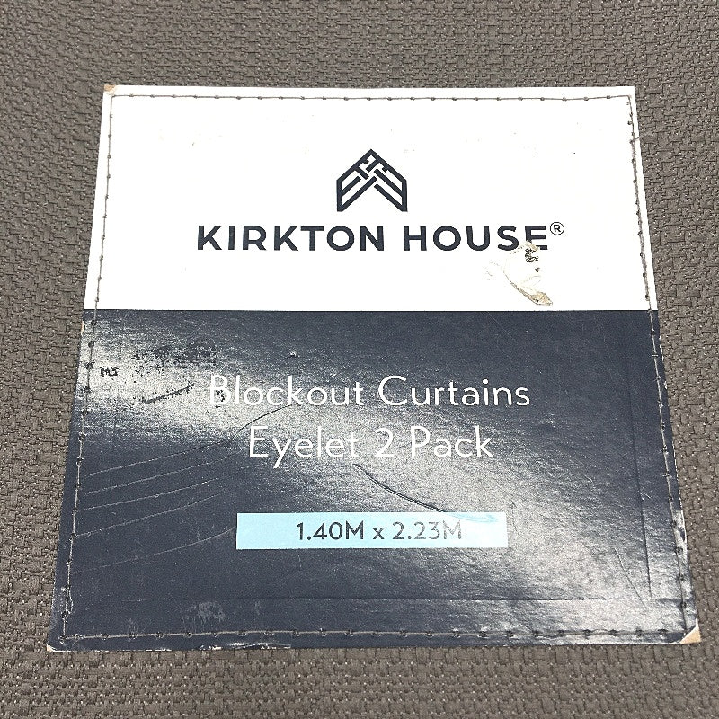 Kirkton House Blockout Charcoal Curtain Eyelet 2 Pack 1.40 x 2.23m NEW