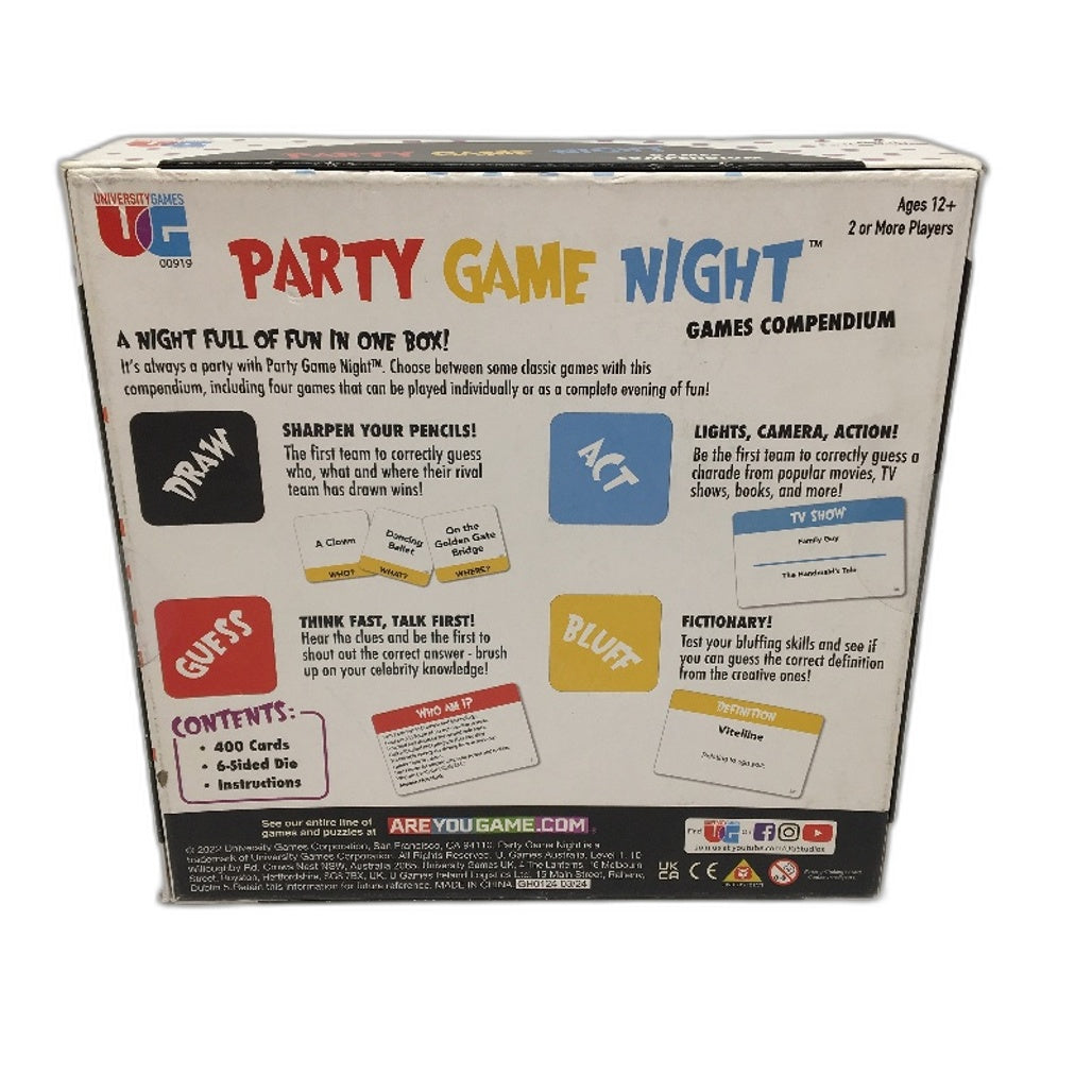 University Games Party Game Night Mixed Boxed Games Ages 12+NEW