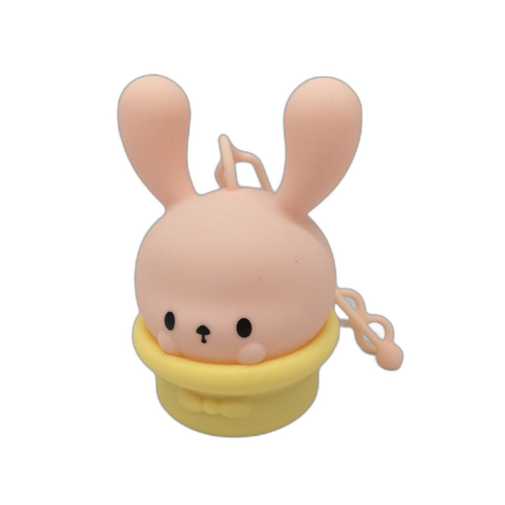 Rechargable Bunny Themed Pink Yellow Soft Silicone Pendant Night Lamp NEW