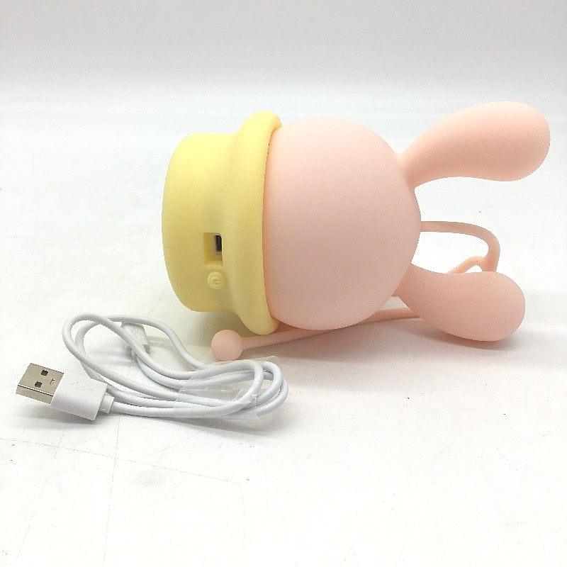 Rechargable Bunny Themed Pink Yellow Soft Silicone Pendant Night Lamp NEW