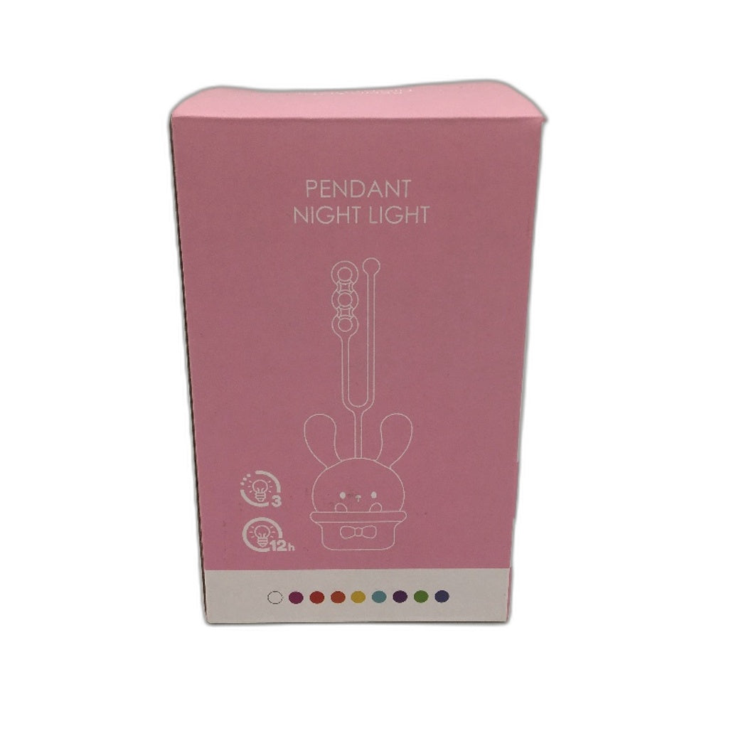 Rechargable Bunny Themed Pink Yellow Soft Silicone Pendant Night Lamp NEW