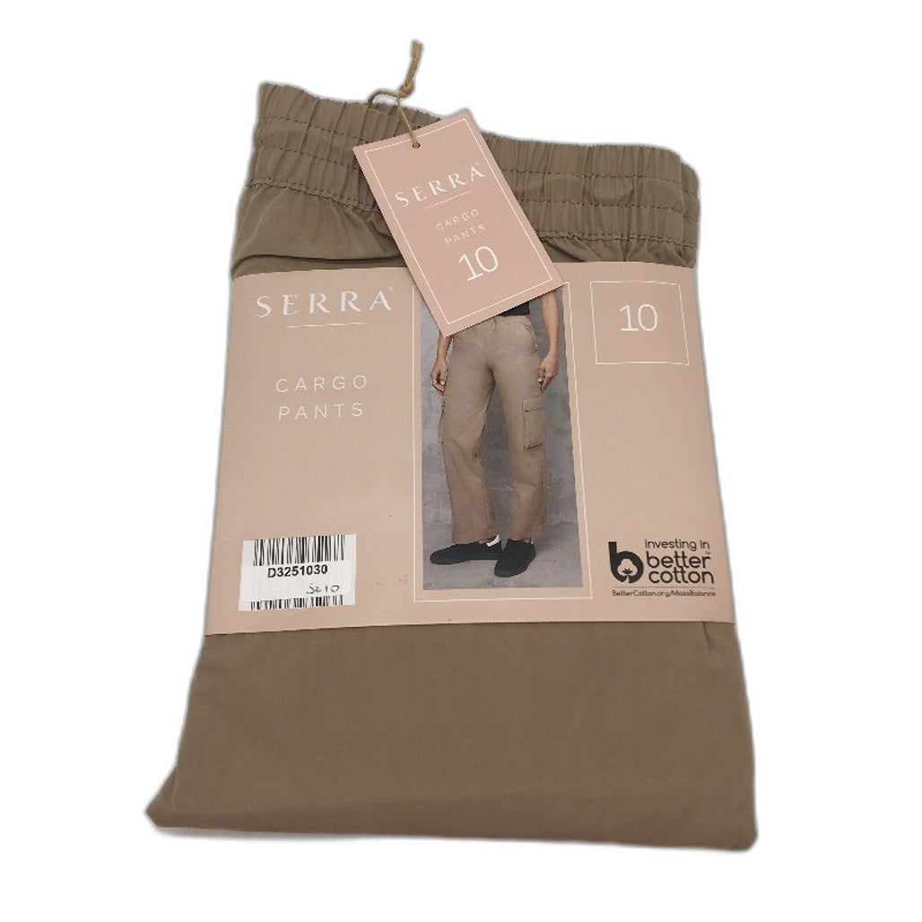 Serra Khaki Cargo Style Elastic Waste Lightweight Cotton Nylon Pants Ladies NEW