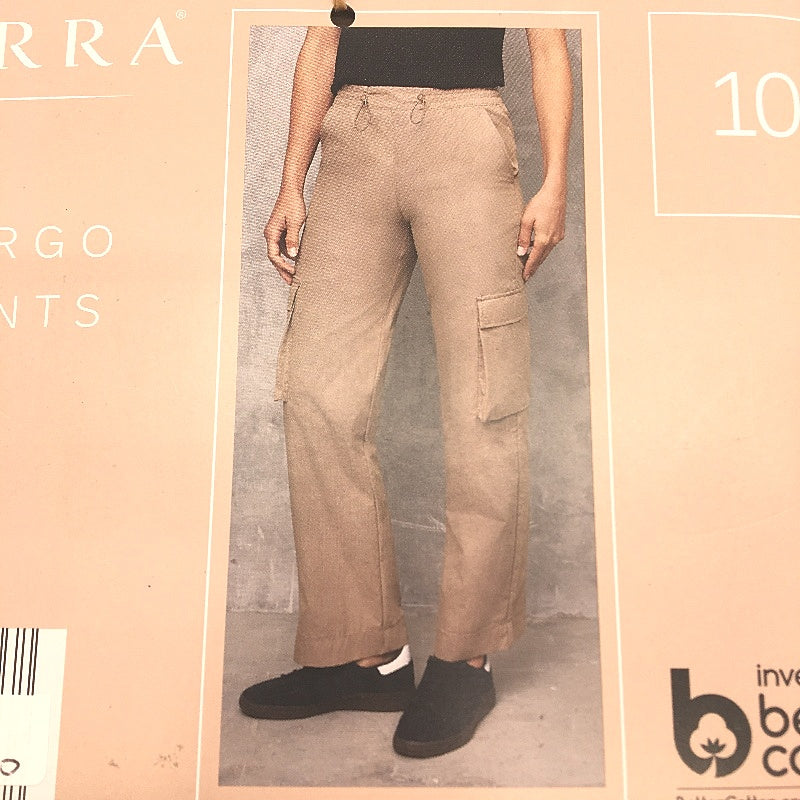 Serra Khaki Cargo Style Elastic Waste Lightweight Cotton Nylon Pants Ladies NEW