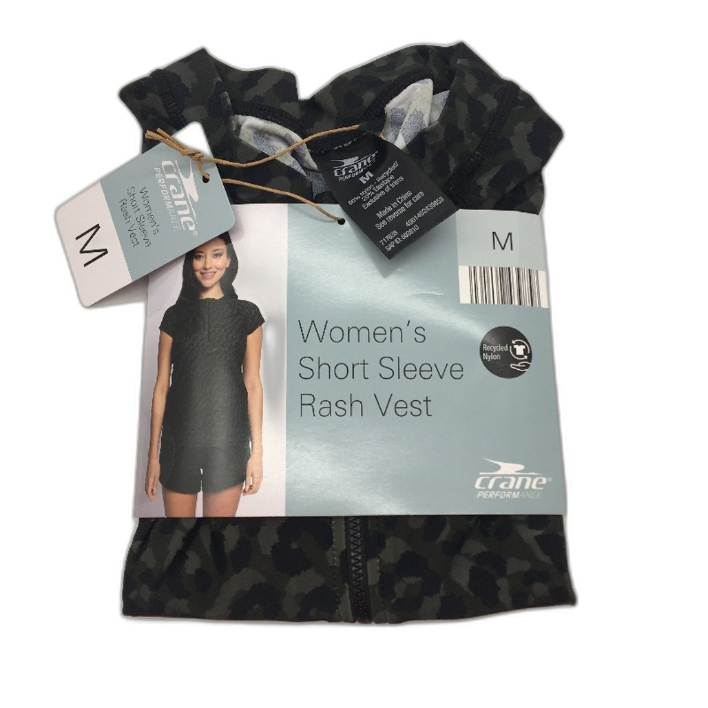 Crane Performance Green Camo Recycled Nylon Rash Vest Swimwear Ladies Size M NEW
