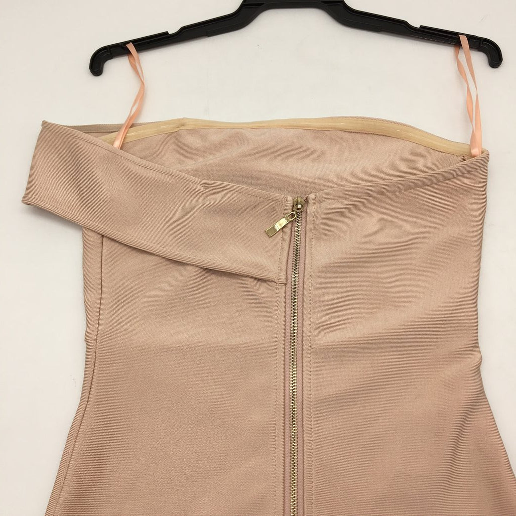 Skotch&Ko Off-Shoulder Blush Pink Slit Mini Dress Ladies Size Small NEW