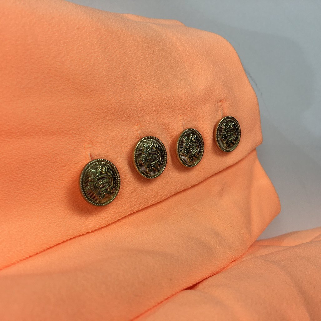 White Fox Long Island Peach Orange Double Breasted Blazer Dress Ladies Sz S NEW