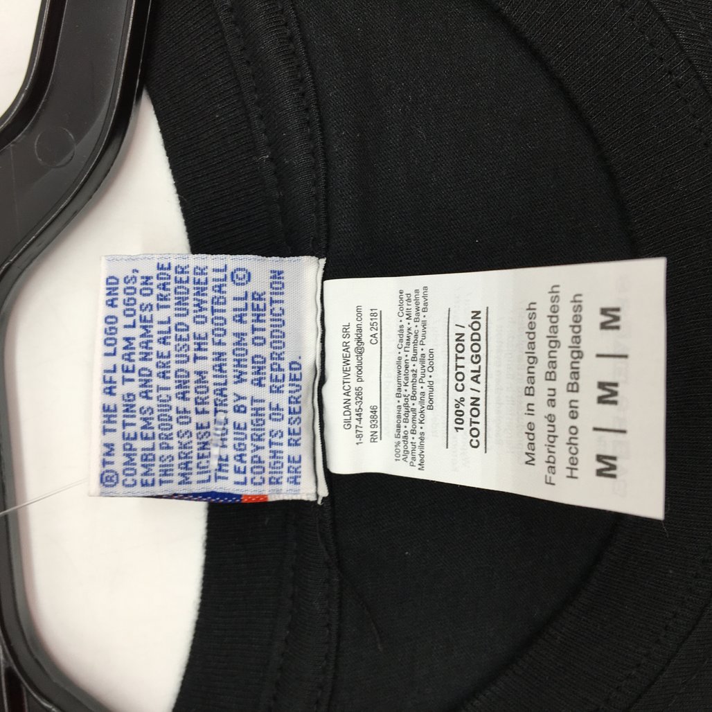 AFL Essendon Bombers #MightyBomber Black Text Graphic Tee Youth Sz Medium NEW