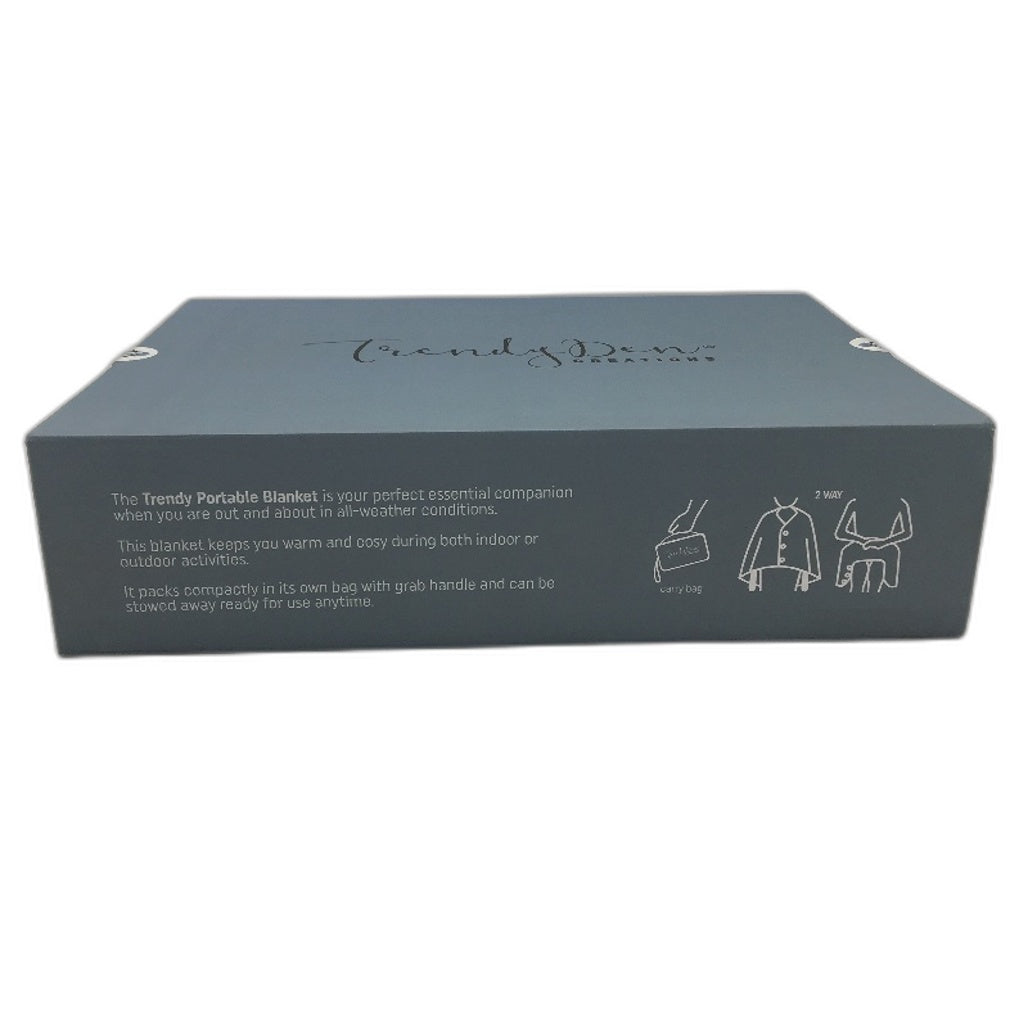 Trendy Den Creations 155cm x 120cm Blue Portable Throw Blanket w Carry Bag NEW