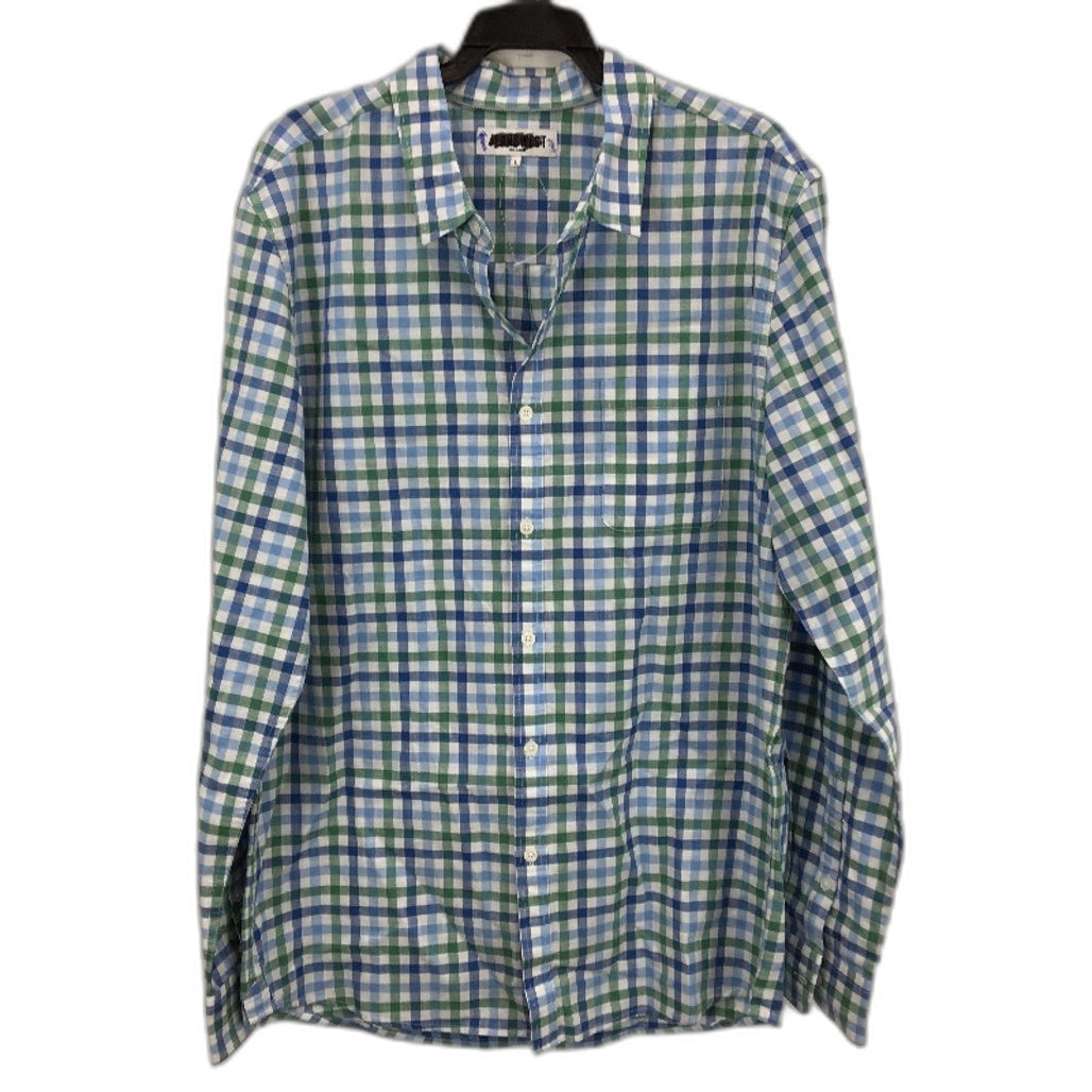 Jeanswest Green Blue Checked Cotton Blend Long Sleeve Casual Shirt Mens Sz L NEW
