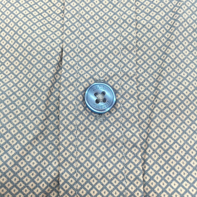 Jeanswest Blue Grey Dotted 100% Cotton Long Sleeve Casual Shirt Mens Size L NEW