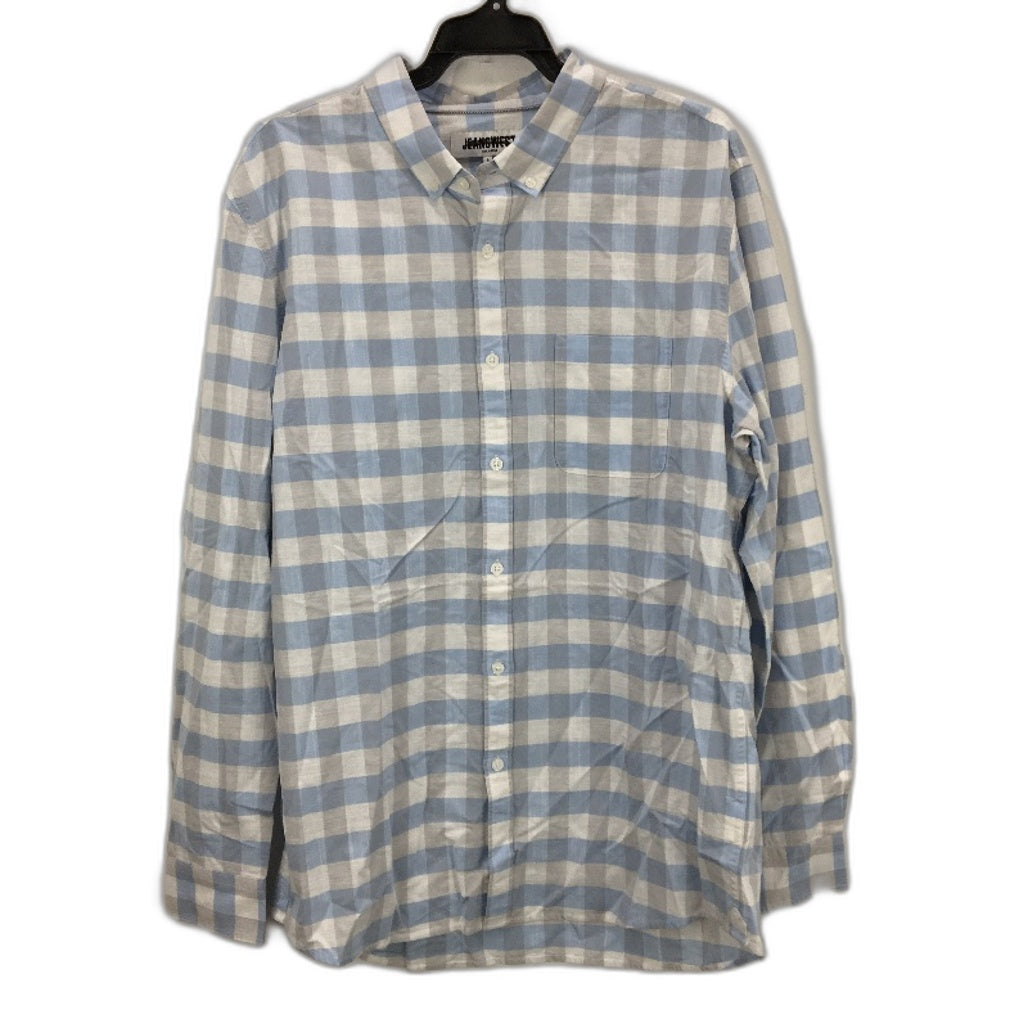 Jeanswest White Checkered 100% Cotton Long Sleeve Casual Shirt Mens Size L NEW
