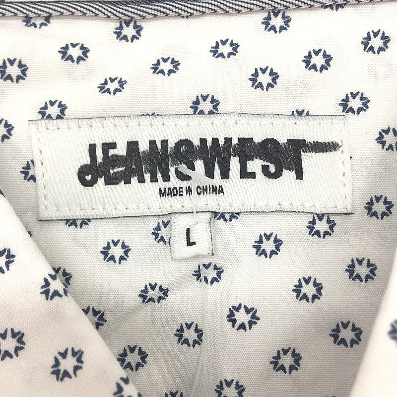 Jeanswest White & Blue Dot 100% Cotton Long Sleeve Casual Shirt Mens Size L NEW