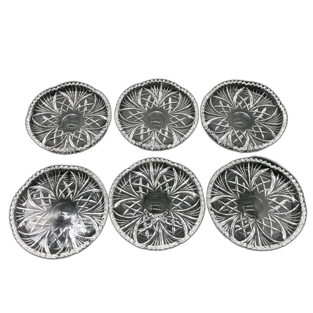 VINTAGE 6 Piece Made IN Germany Crystal Cut Glass Fancy Dish Set