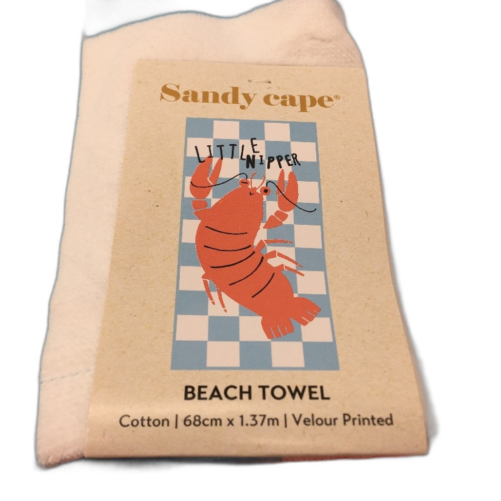 Sandy Cape 2 Pack Cotton Velour Printed Beach Towels Lobster & Surf NEW