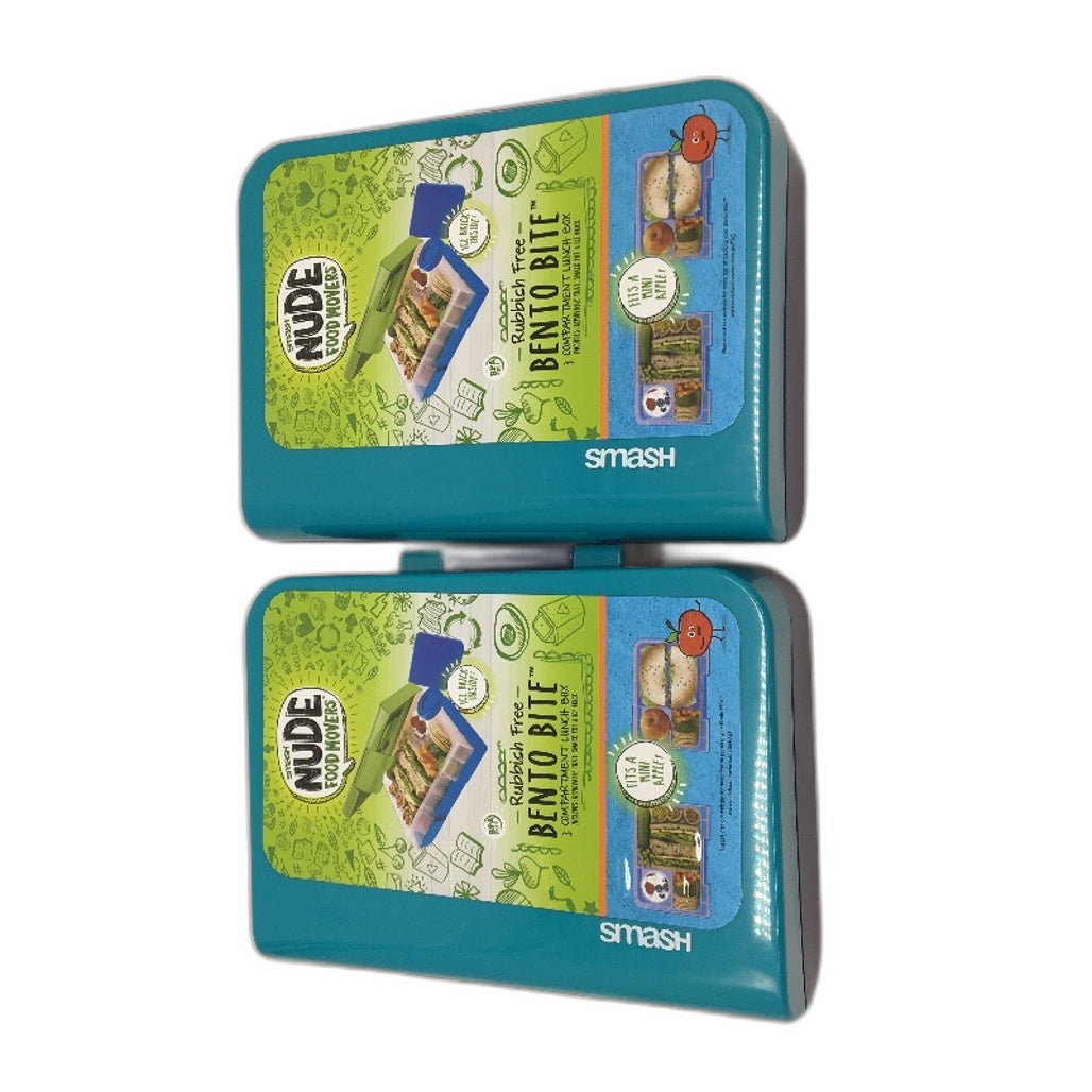 2 Pack Smash Teal & Navy Bento Bite 3 Compartment Lunch Box BPA Free NEW