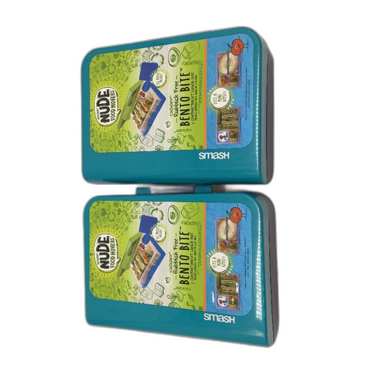 2 Pack Smash Teal & Navy Bento Bite 3 Compartment Lunch Box BPA Free NEW