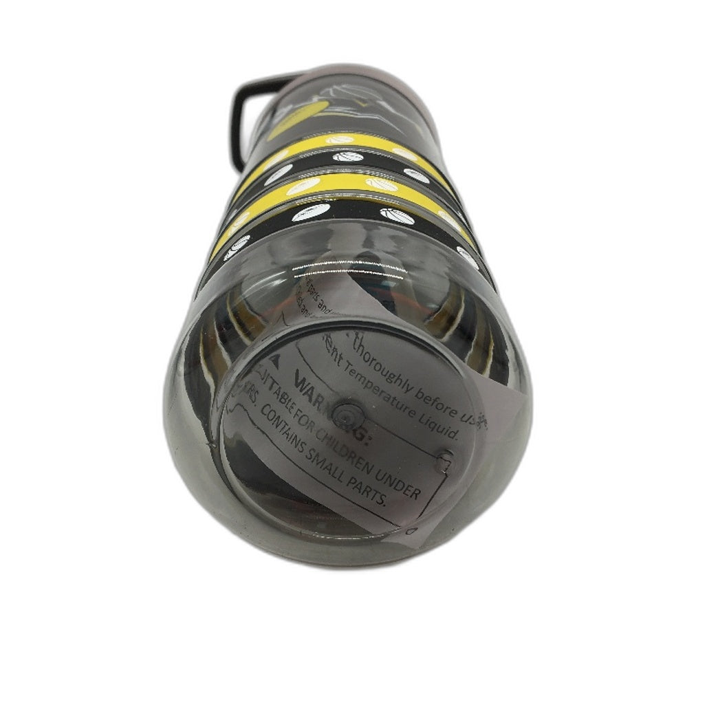 Studymate Clear Sport Theme Drink Bottle Black Lid Removable Silicone Bands NEW