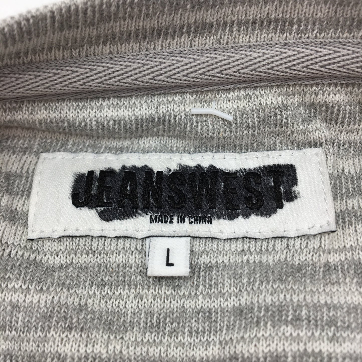 Jeanswest Grey White Striped Thin Scoopneck Shirt Sweater Mens Size Large NEW