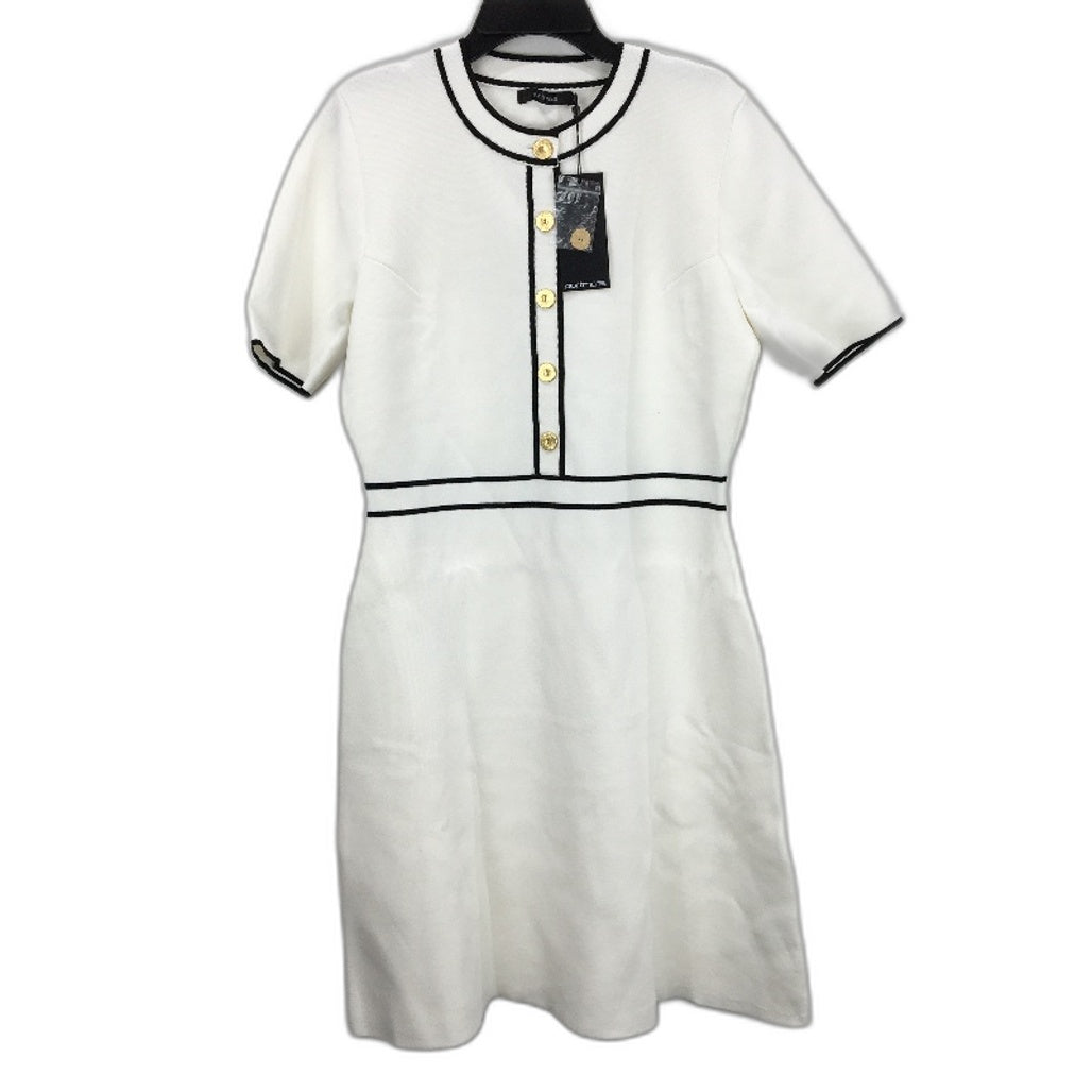 Portmans White Gold Buttoned Shortsleeve Mini Dress Ladies Size Medium NEW