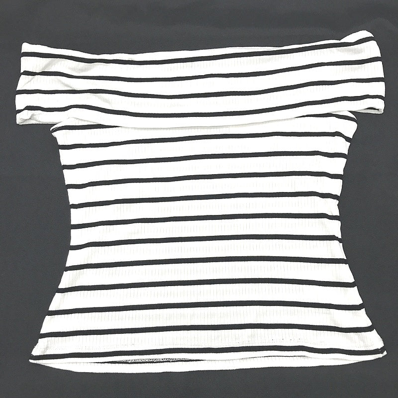 Dotti Black&White Striped Off-Shoulder Short Sleeve Stretch Top Ladies Sz S NEW