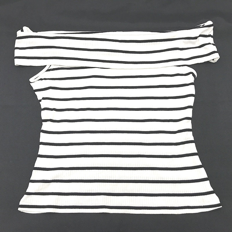 Dotti Black&White Striped Off-Shoulder Short Sleeve Stretch Top Ladies Sz S NEW
