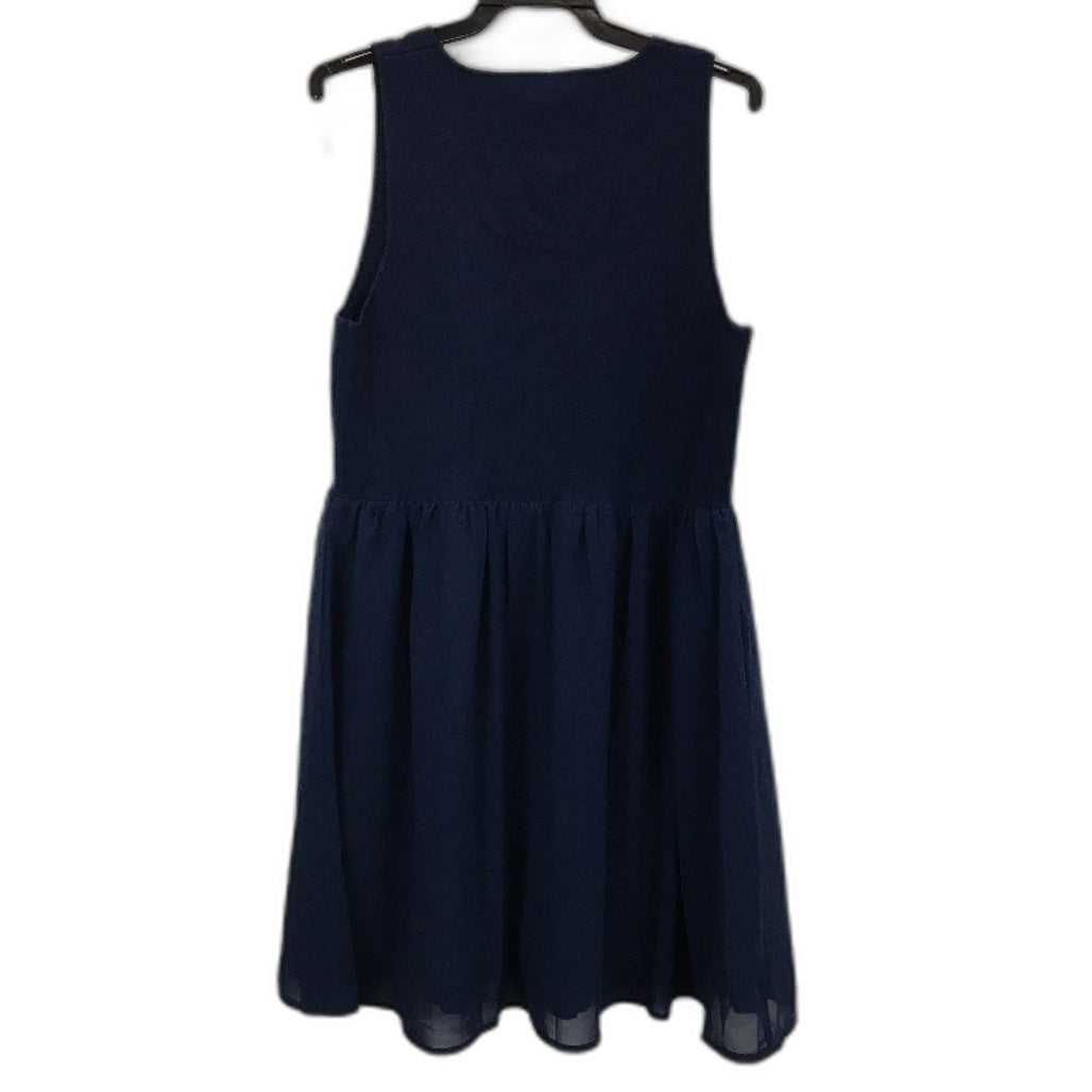 Portmans Pippa Print Splice Navy Blue Rib Top Mini Dress Ladies Size Large NEW