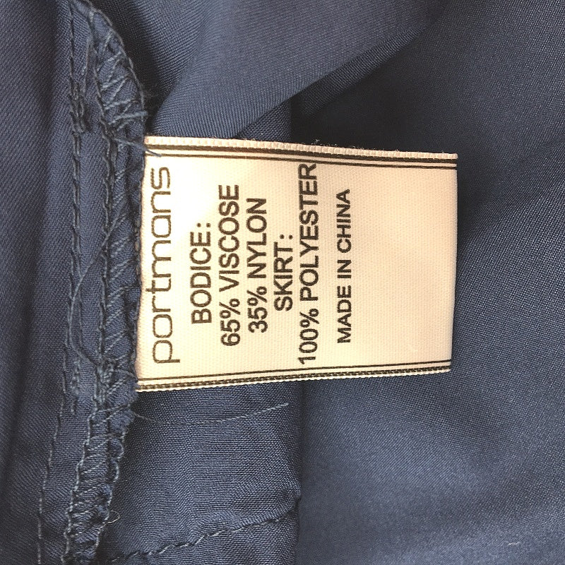 Portmans Pippa Print Splice Navy Blue Rib Top Mini Dress Ladies Size Large NEW