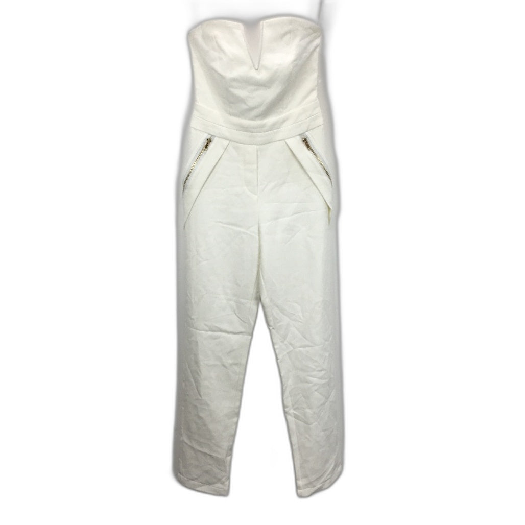 Miss Holly Sleeveless Gold Zip Pocket White Pantsuit Ladies Size XS NEW