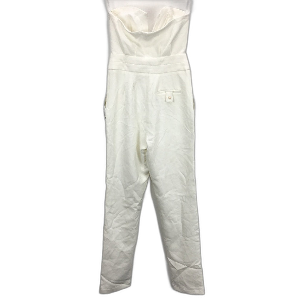 Miss Holly Sleeveless Gold Zip Pocket White Pantsuit Ladies Size XS NEW