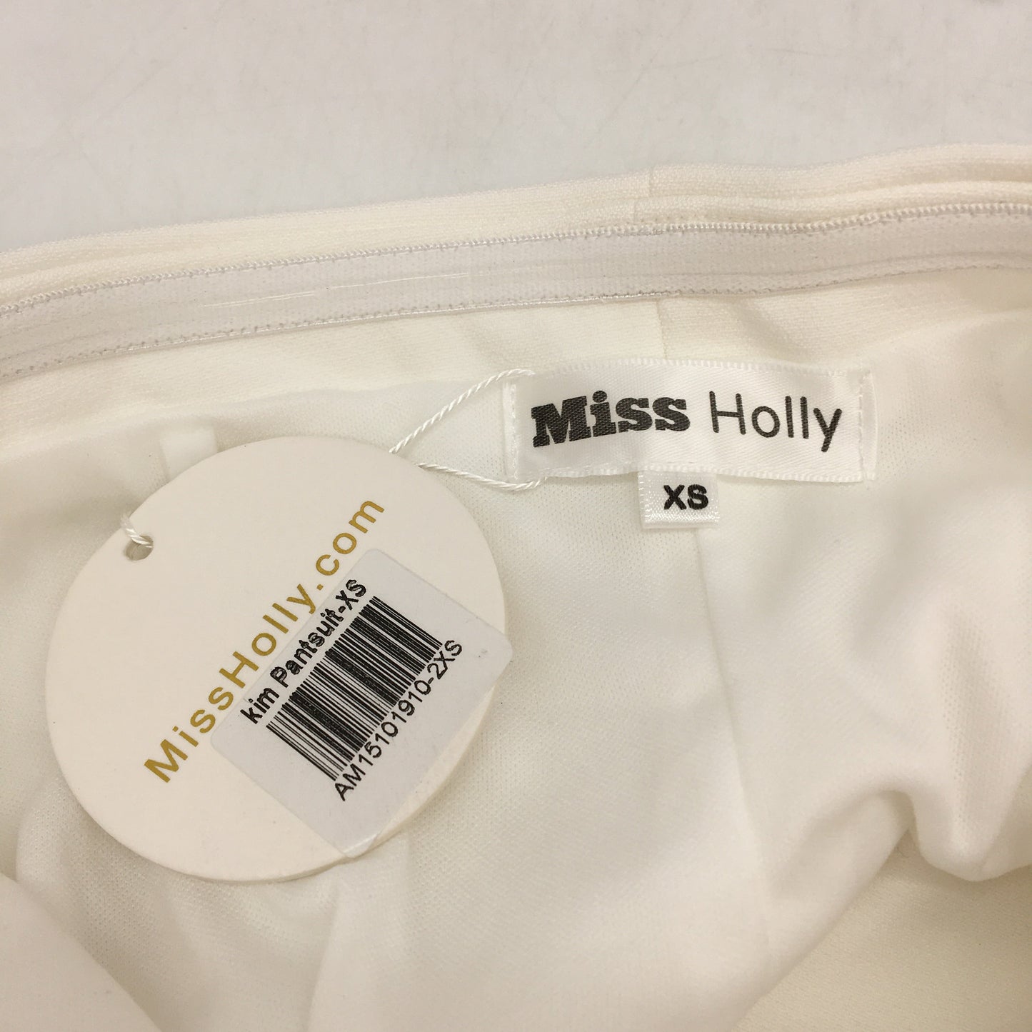 Miss Holly Sleeveless Gold Zip Pocket White Pantsuit Ladies Size XS NEW