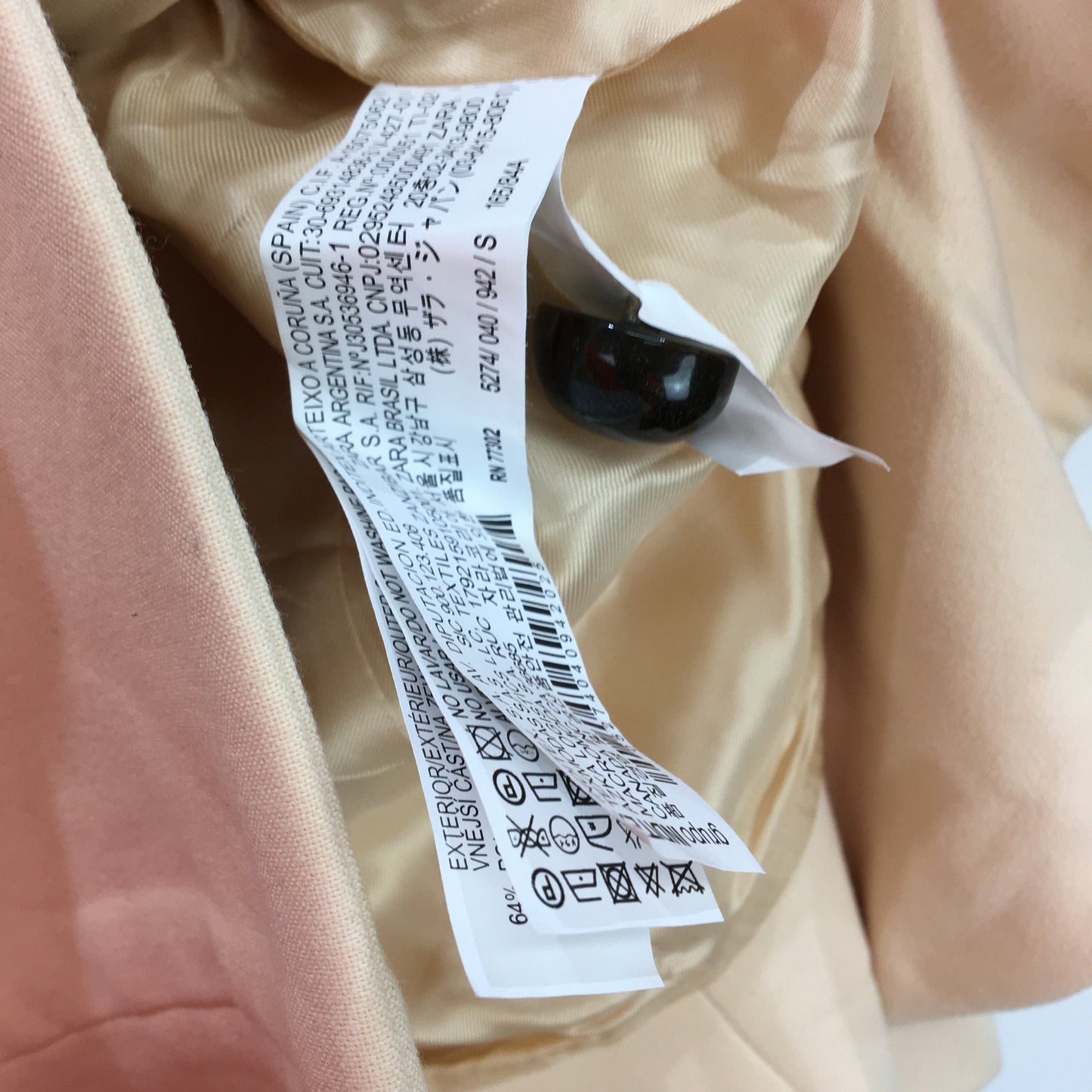 Zara Dome Button Flared Beige Double Breasted Blazer Ladies Size Small NEW