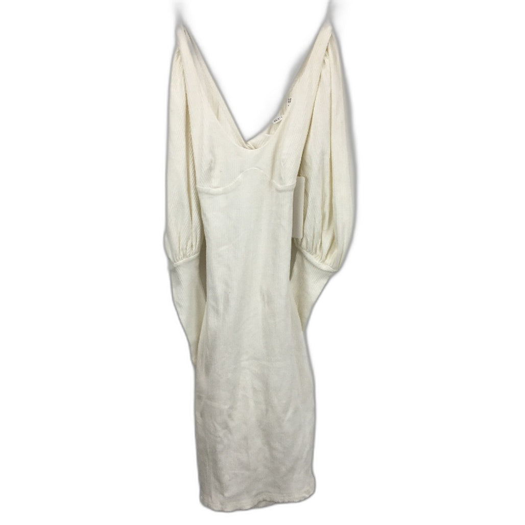 Saints & Secrets Ribbed White Puffy Sleeve Midi Dress Ladies Size AU 6 NEW