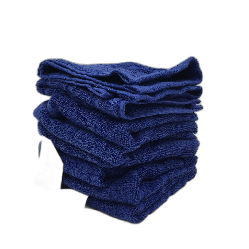 Kirkton House 8pc Navy Blue Cube Pattern Face Wash Towel Set NEW