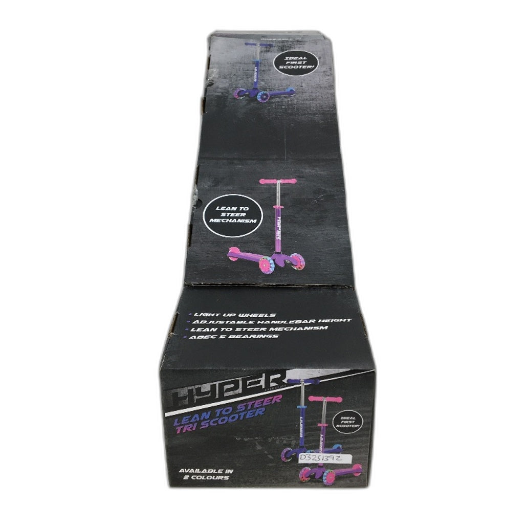 Hyper Purple Lean To Steer Light Up Wheels Adjustable Height Tri Scooter NEW
