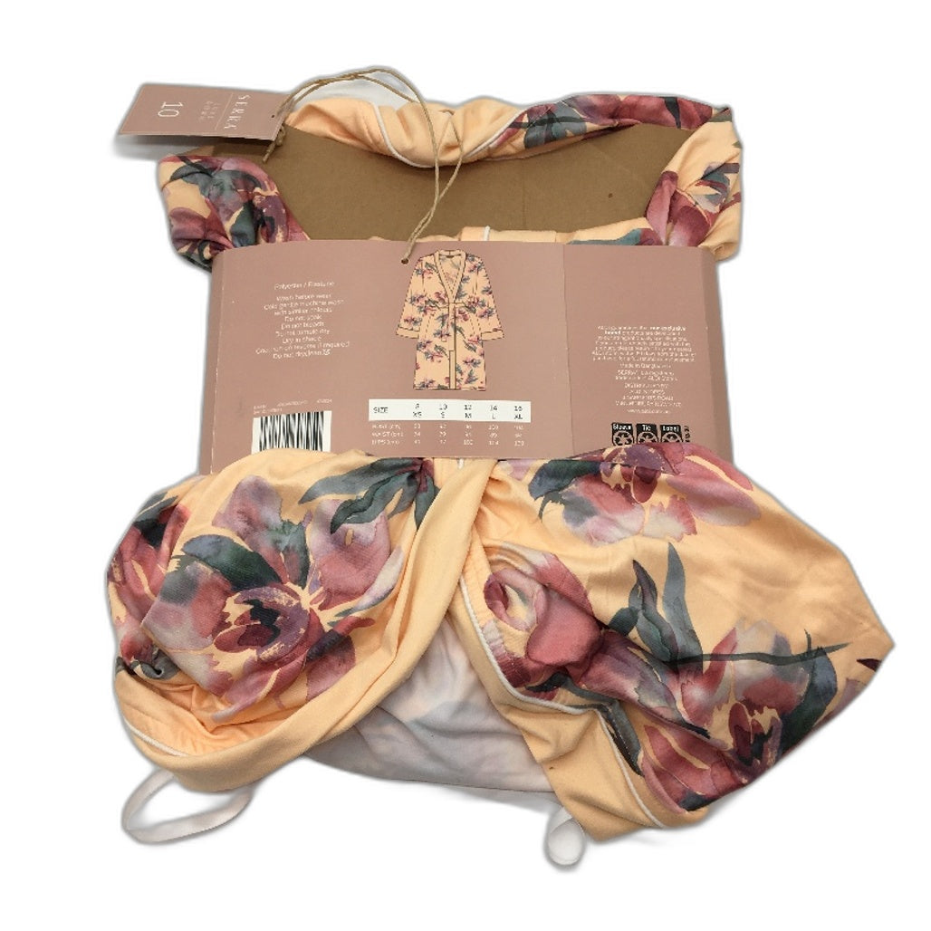 Serra Peach Floral Tie Waste Soft Luxe Gown Ladies NEW