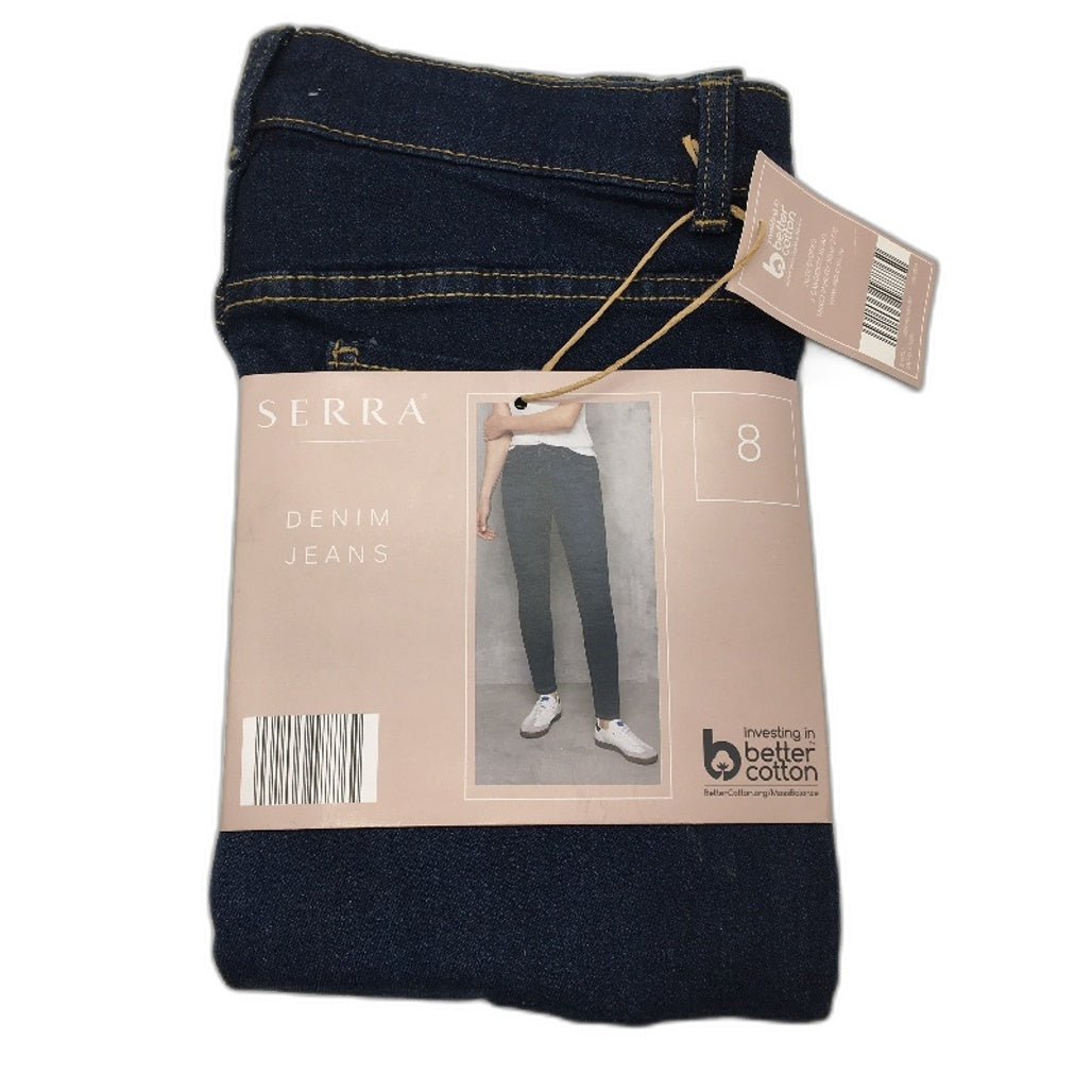 Serra Full Length Cotton Blend Dark Blue Denim Jeans Ladies Size 8 NEW