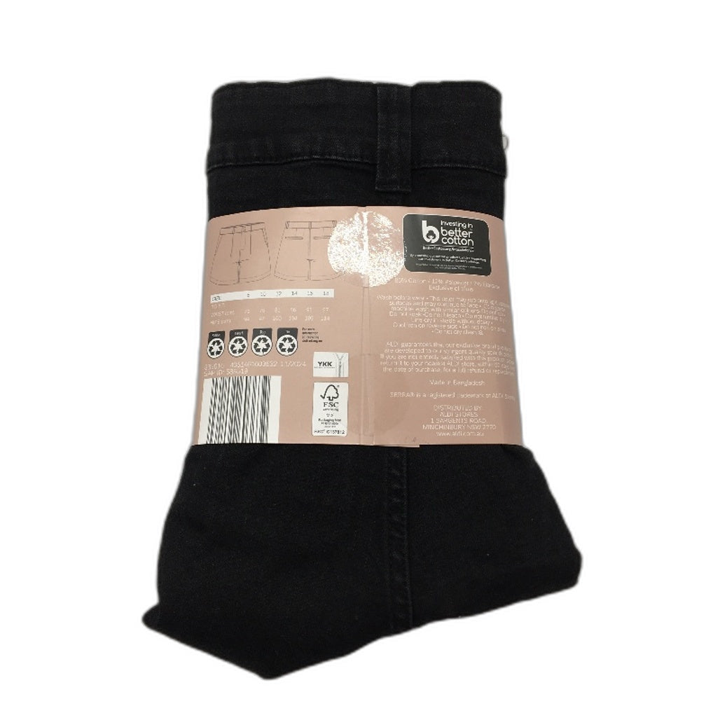 Serra Button Up Black Cotton Blend Denim Shorts Ladies NEW