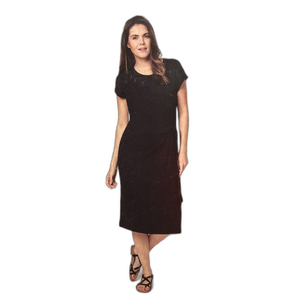 Serra Black Tie Hip Accented Stretch Summer Dress Ladies Size 14 NEW