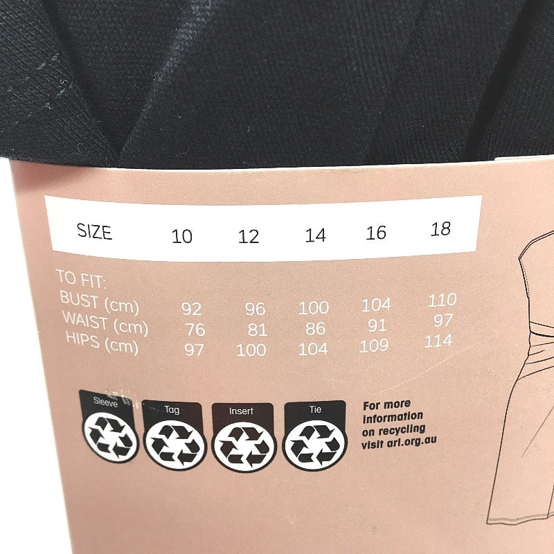 Serra Black Tie Hip Accented Stretch Summer Dress Ladies Size 14 NEW